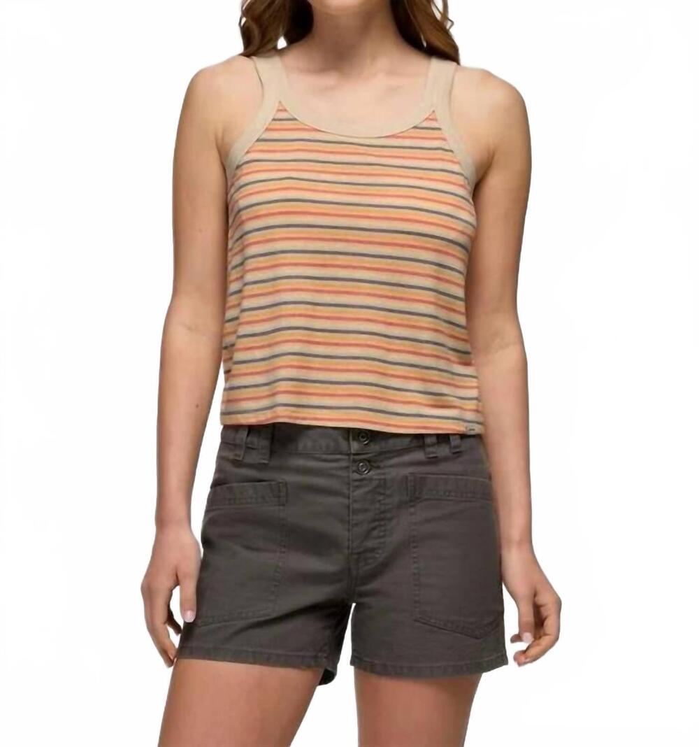 NEW PRANA cozy up scoop tank top in vanilla bean stripe
